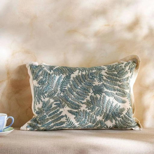 Axis Embroidered Filled Cushion 35X50Cm - Green Pan Home