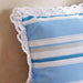Axis Stripe Printed Water Repellant Lace Trimmed Outdoor Filled Cushion 45X45Cm - Blue Pan Home