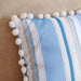 Axis Stripe Printed Water Repellant Lace Trimmed Outdoor Filled Cushion 50X35Cm - Blue Pan Home