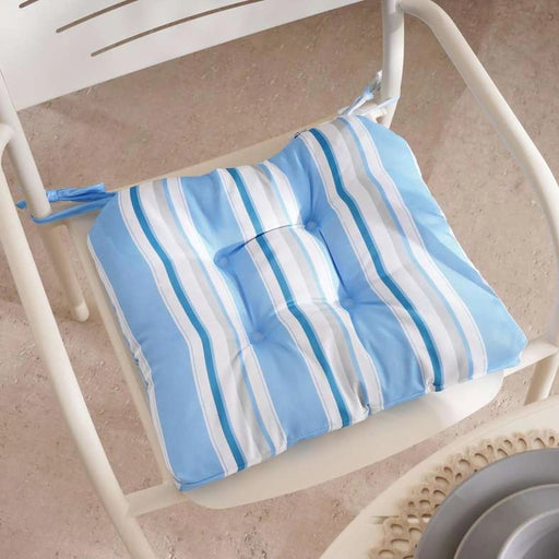 Axis Stripe Printed Water Repellant Outdoor Filled Chair Pad 40X40X5Cm - Blue Pan Home