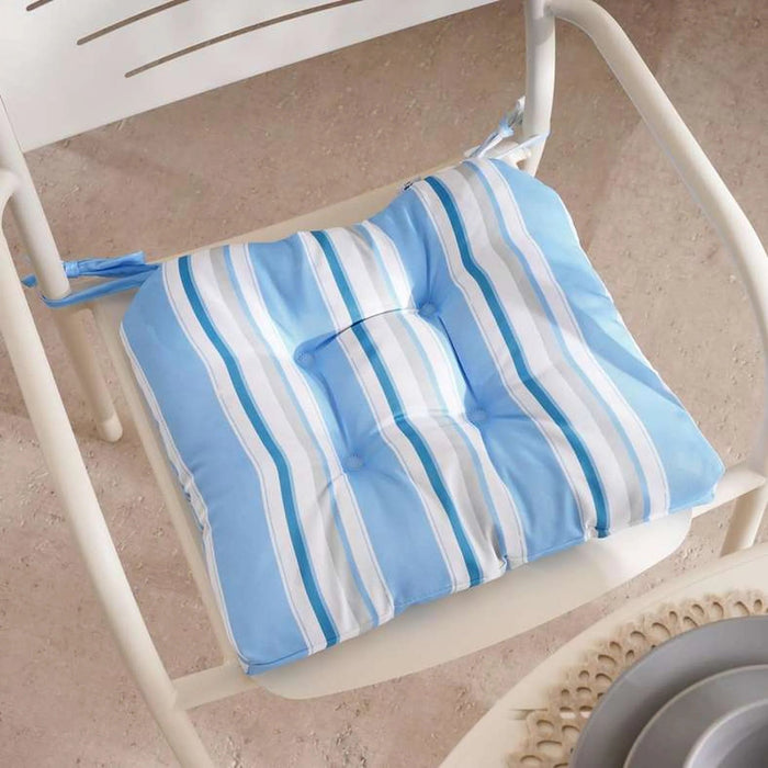 Axis Stripe Printed Water Repellant Outdoor Filled Chair Pad 40X40X5Cm - Blue Pan Home