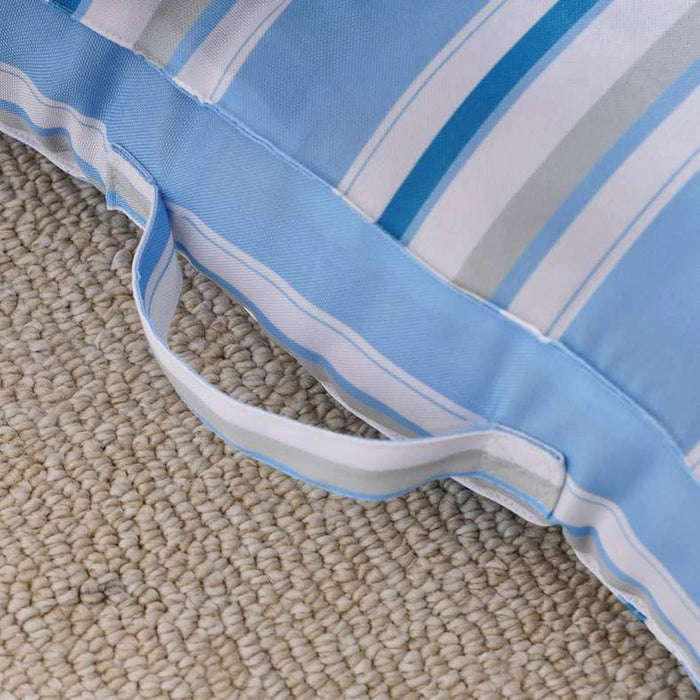 Axis Stripe Printed Water Repellant Outdoor Filled Floor Cushion 55X55X7.5Cm - Blue Pan Home