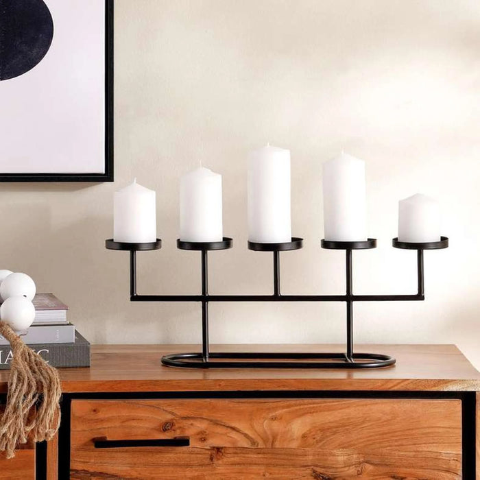 Axon Metal 5 Pillar Candle Holder 40X12X17Cm - Black