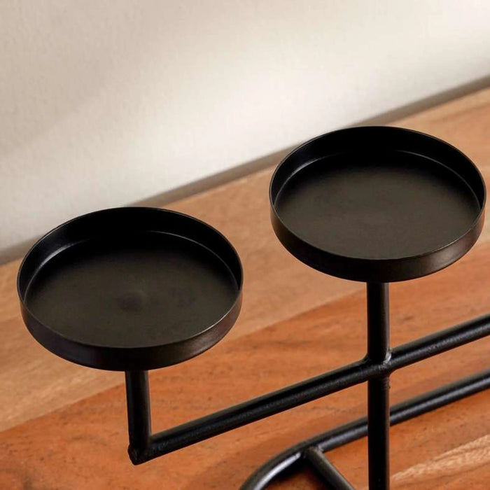 Axon Metal 5 Pillar Candle Holder 40X12X17Cm - Black
