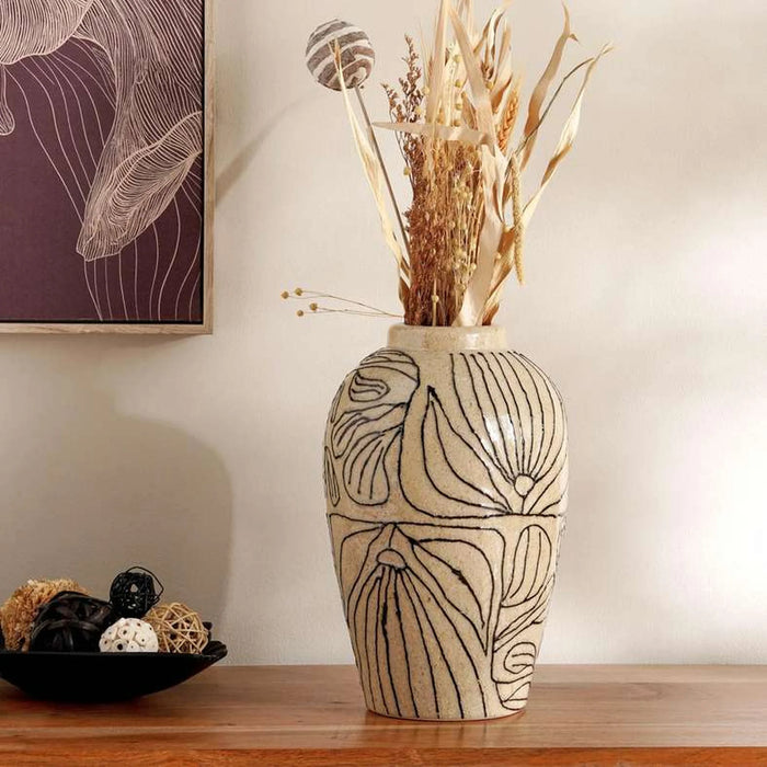Aya Stoneware Decor Vase 20.5X20.5X32Cm - Brown