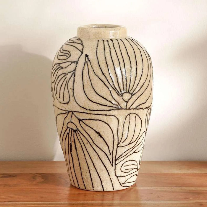 Aya Stoneware Decor Vase 20.5X20.5X32Cm - Brown