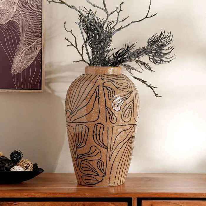 Aya Stoneware Decor Vase 25.5X25.5X40Cm - Brown