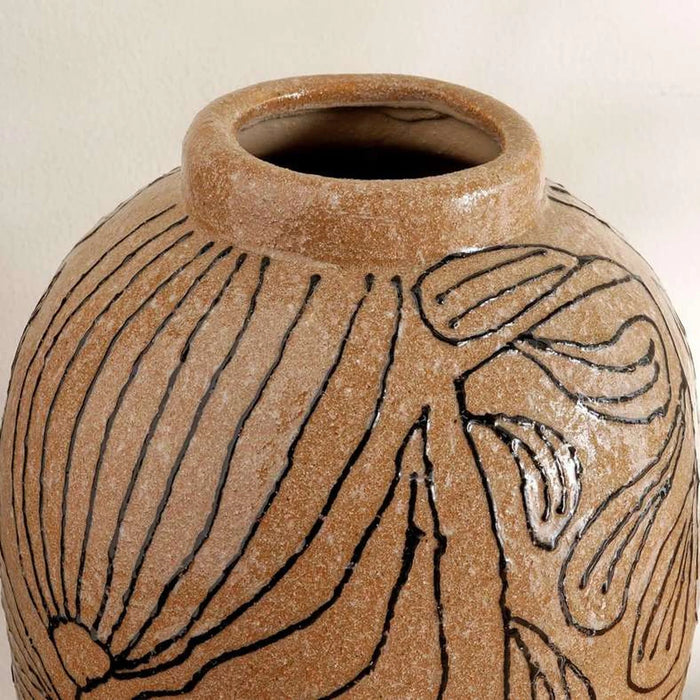 Aya Stoneware Decor Vase 25.5X25.5X40Cm - Brown