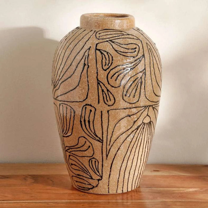 Aya Stoneware Decor Vase 25.5X25.5X40Cm - Brown