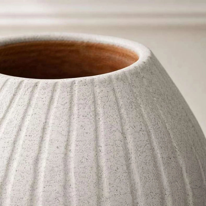 Ayana Terraotta Vase With Ribbed Design 30.5X30.5X34Cm - White