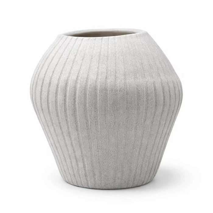 Ayana Terraotta Vase With Ribbed Design 30.5X30.5X34Cm - White