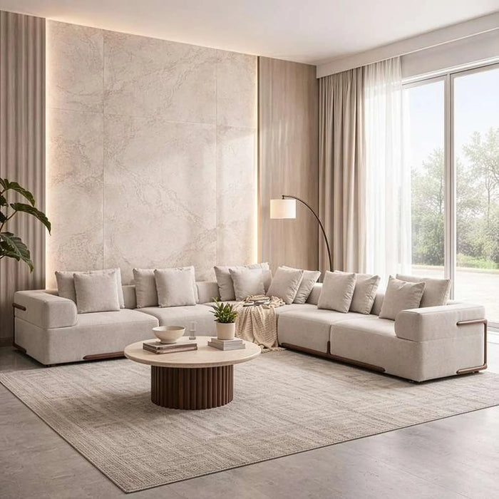 Aycox Corner Sofa Set - Beige