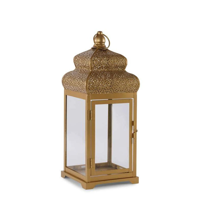 Aziza Metal Lantern 16X16X40Cm- Gold