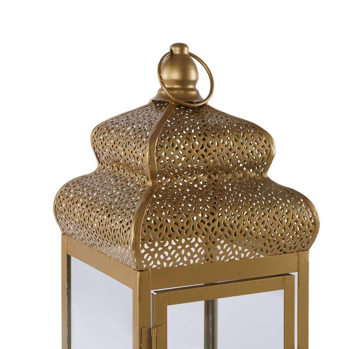 Aziza Metal Lantern 16X16X40Cm- Gold