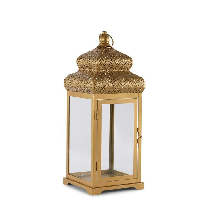 Aziza Metal Lantern  18X18X47Cm- Gold