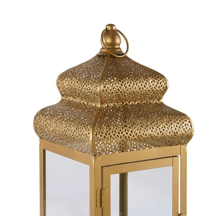 Aziza Metal Lantern  18X18X47Cm- Gold