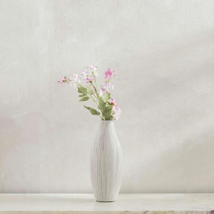 Azul Ceramic Fluted Vase 13X13X32Cm - White