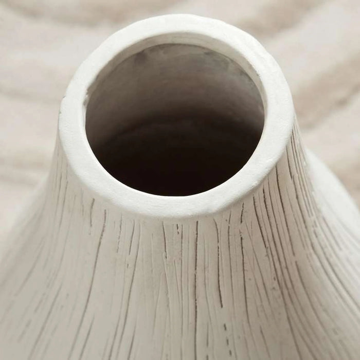 Azul Ceramic Fluted Vase 13X13X32Cm - White
