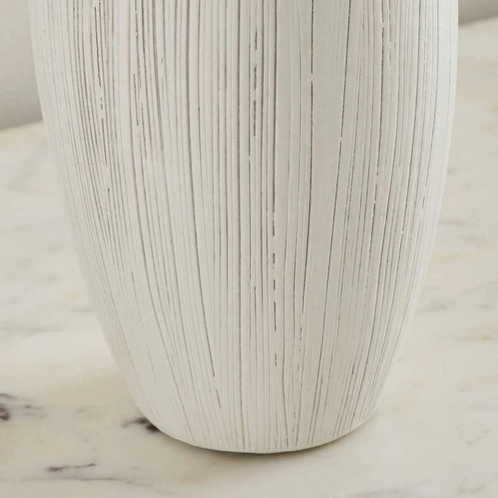 Azul Ceramic Fluted Vase 13X13X32Cm - White