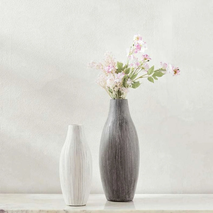 Azul Ceramic Fluted Vase 13X13X32Cm - White
