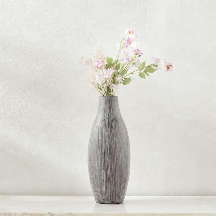 Azul Ceramic Fluted Vase 17X17X42Cm - Dark Blue