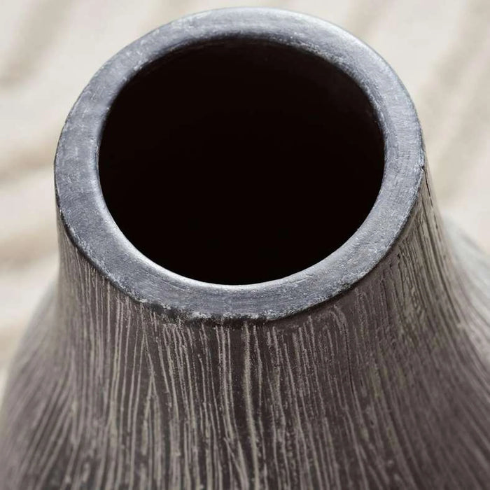 Azul Ceramic Fluted Vase 17X17X42Cm - Dark Blue
