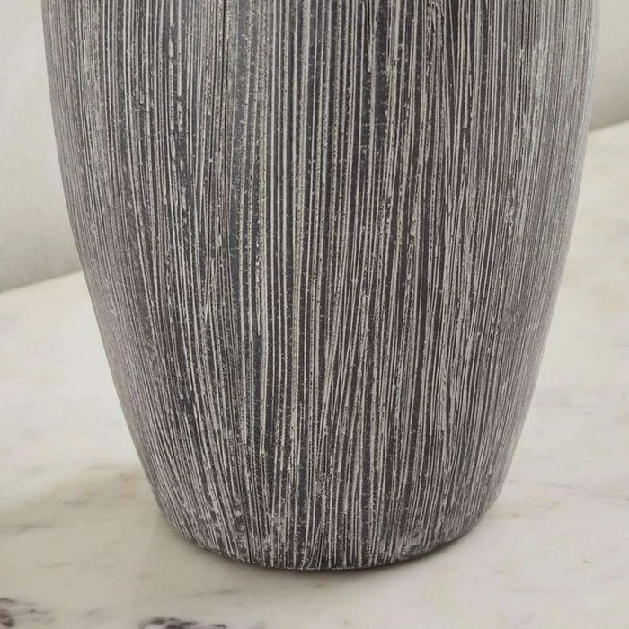 Azul Ceramic Fluted Vase 17X17X42Cm - Dark Blue