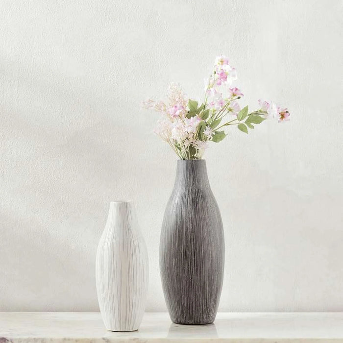 Azul Ceramic Fluted Vase 17X17X42Cm - Dark Blue
