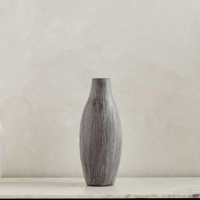 Azul Ceramic Fluted Vase 17X17X42Cm - Dark Blue