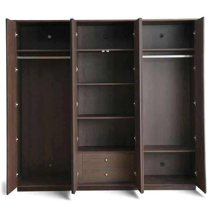 Baclone 6 Door Wardrobe - Brown & Gold