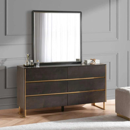 Baclone Dresser With Mirror - Brown & Gold Pan Home
