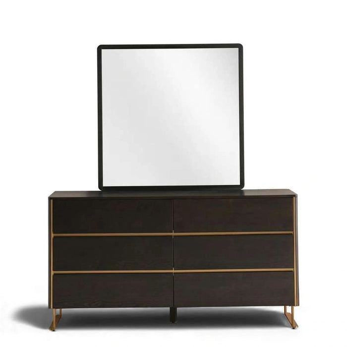 Baclone Dresser With Mirror - Brown & Gold Pan Home