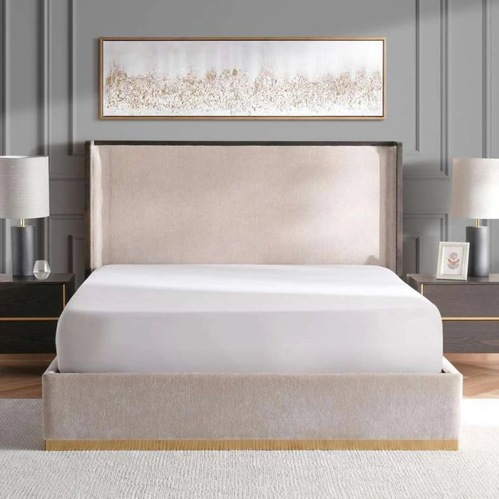 Baclone King Bed 180X200 Cm Upholstered - Beige & Brown Pan Home