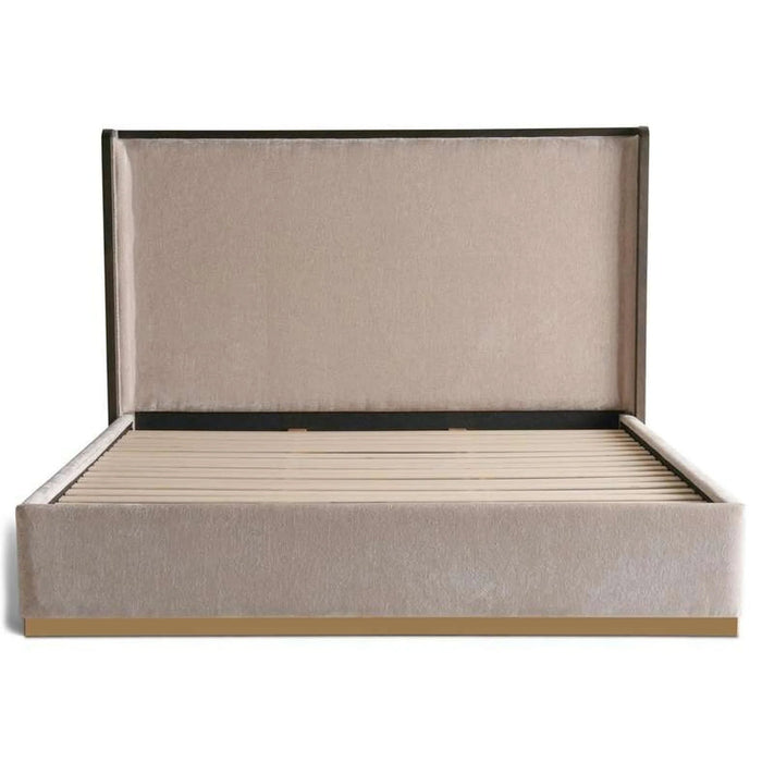 Baclone King Bed 180X200 Cm Upholstered - Beige & Brown Pan Home