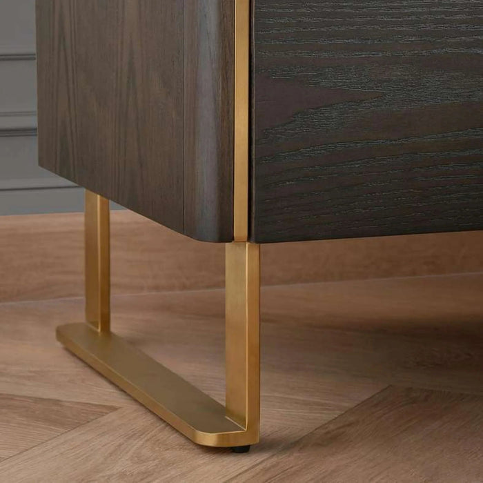 Baclone Night Stand With 2 Drawer - Brown & Gold Pan Home