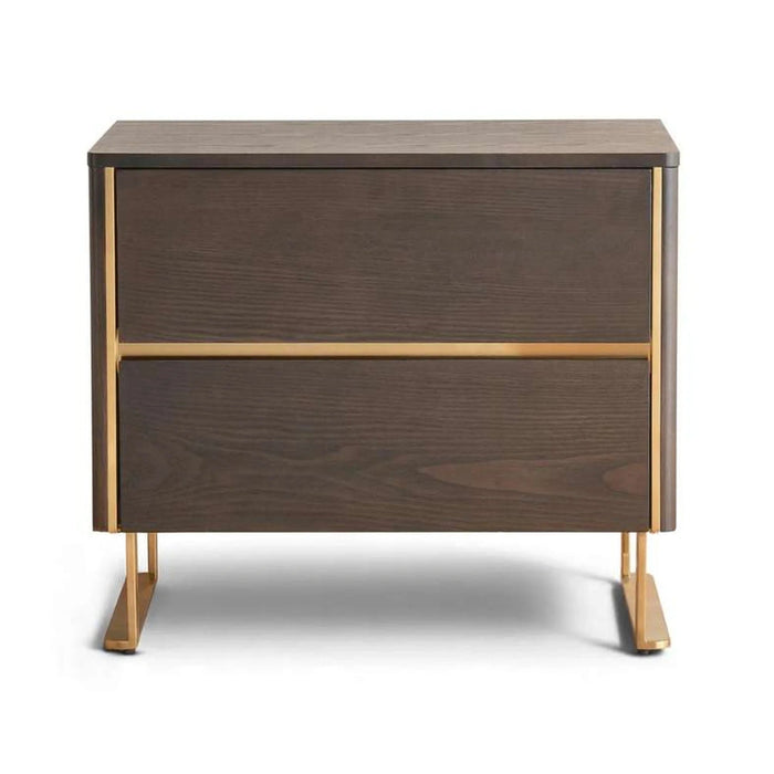 Baclone Night Stand With 2 Drawer - Brown & Gold Pan Home