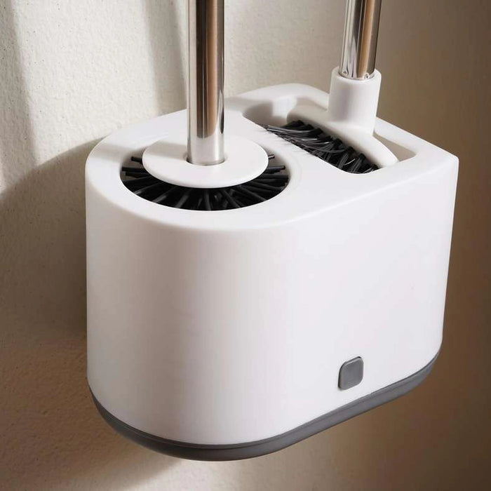 Bailey 3-Piece Toilet Brush With Holder Set - White Pan Home
