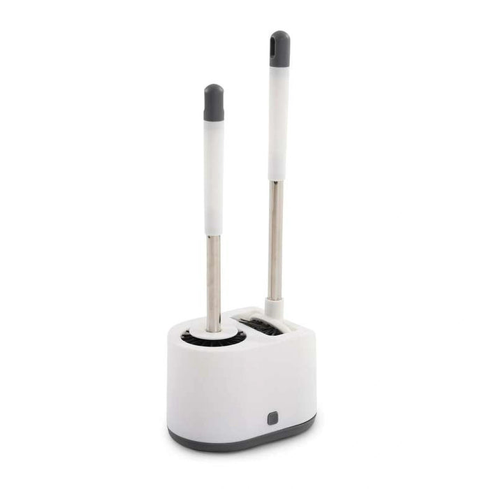 Bailey 3-Piece Toilet Brush With Holder Set - White Pan Home