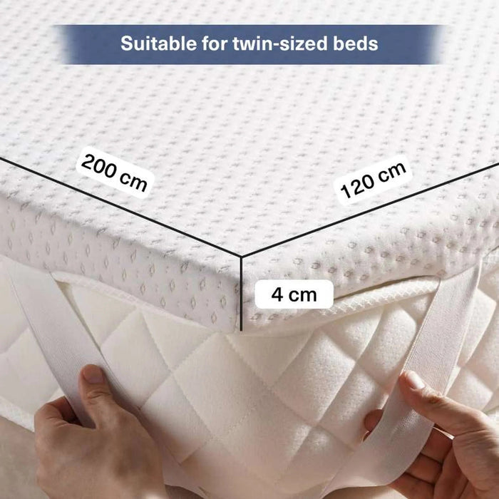 Balance Copper Infused Memory Foam Mattress Topper 120X200X4Cm-White Pan Home