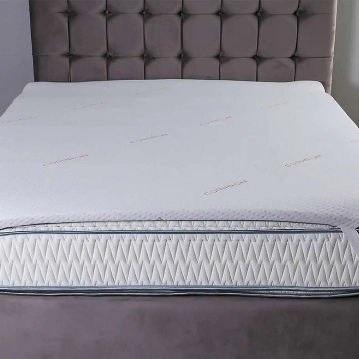 Balance Copper Infused Memory Foam Mattress Topper 200X200X4Cm-White Pan Home