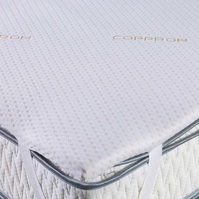 Balance Copper Infused Memory Foam Mattress Topper 200X200X4Cm-White Pan Home