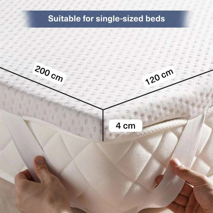 Balance Copper Infused Memory Foam Mattress Topper 90X200X4Cm-White Pan Home