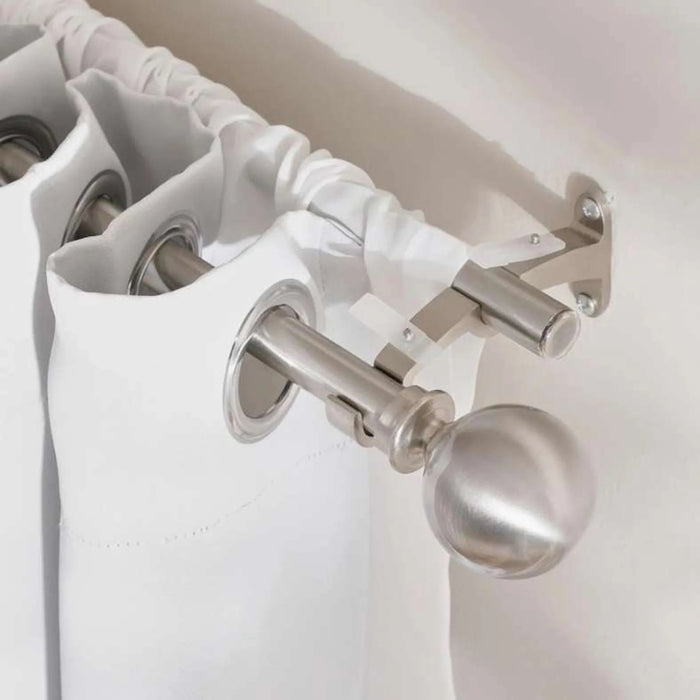 Ball 19/16Mm-19/16Mm Double Curtain Rod Extendable 132X365Cm-Satin Silver