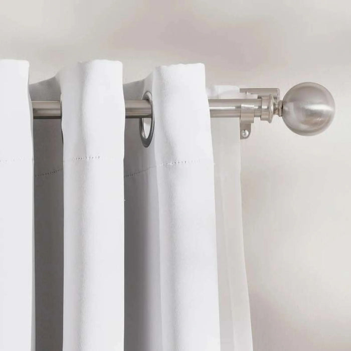 Ball 19/16Mm-19/16Mm Double Curtain Rod Extendable 132X365Cm-Satin Silver