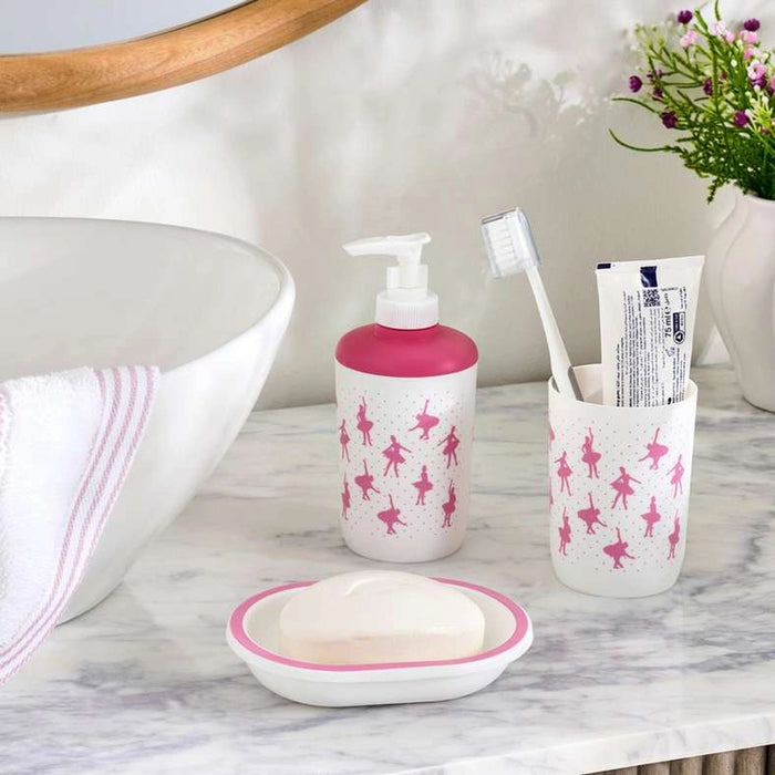 Ballerina Bath Accessories 3Pc Set-Pink Pan Home