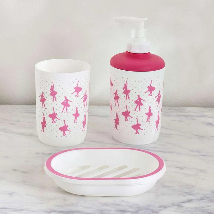 Ballerina Bath Accessories 3Pc Set-Pink Pan Home