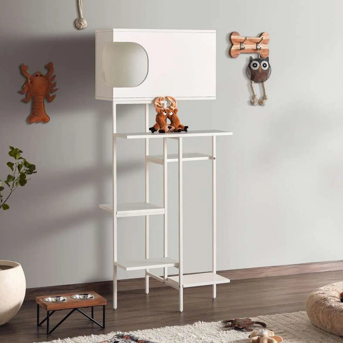 Bama Cat Tree Pet Furniture Melamine - White