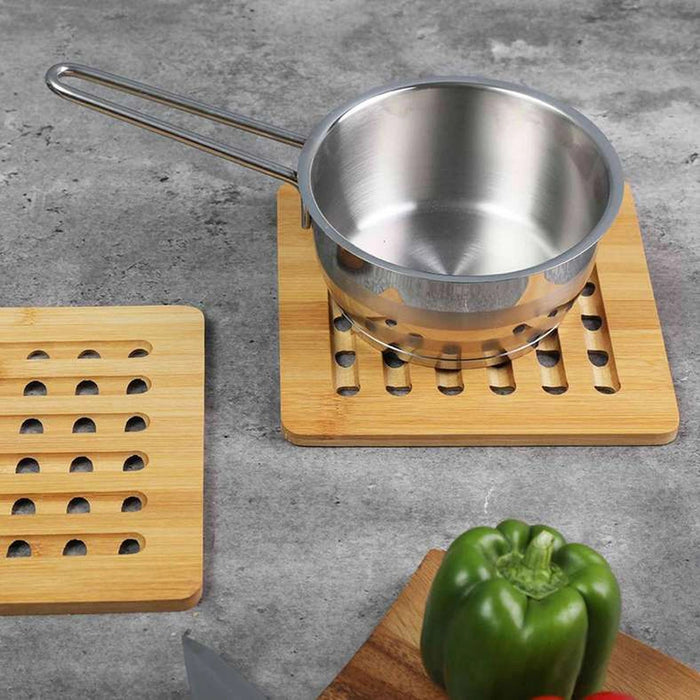 Bamboo S/2 Square Trivets Natural Pan Home