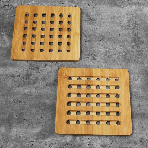 Bamboo S/2 Square Trivets Natural Pan Home
