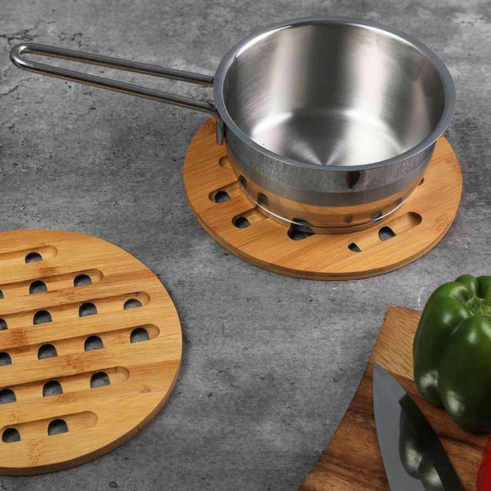 Bamboo S/2 Round Trivets Natural Pan Home
